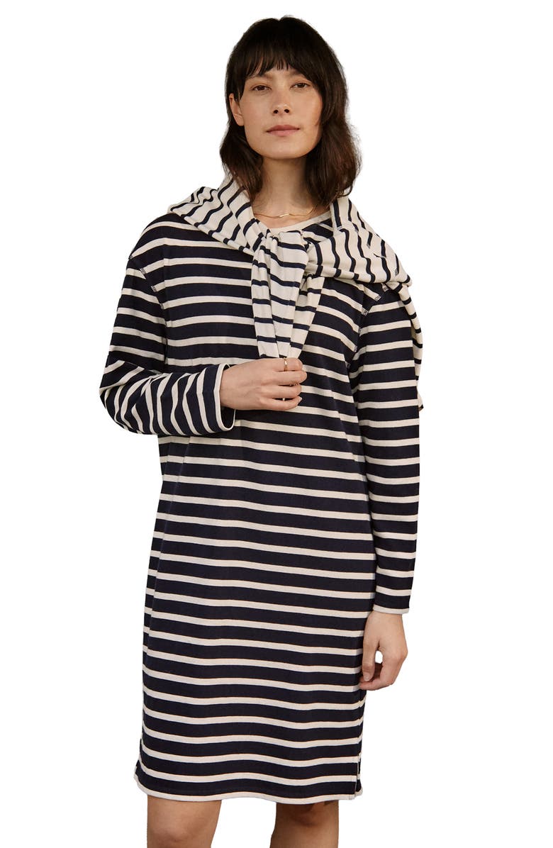 Celtic & Co. Striped Knee Length Jersey Dress, Main, color, Navy / Chalk