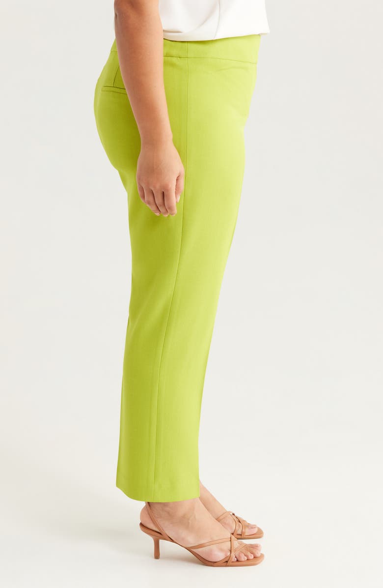 KASPER Flat Front Slim Pants, Alternate, color, Kiwi