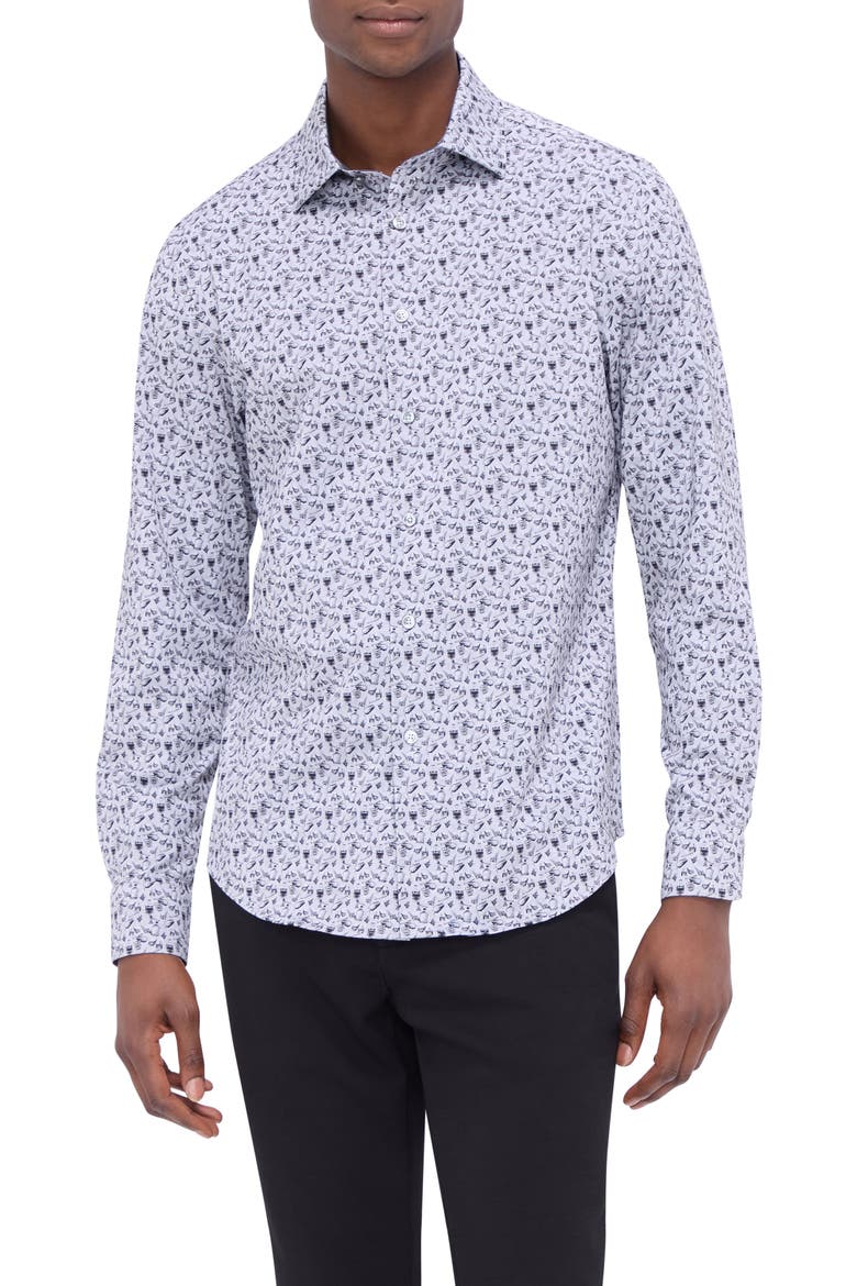 Jimmy OoohCotton® Cocktail Print Button-Up Shirt, Main, color, ZINC