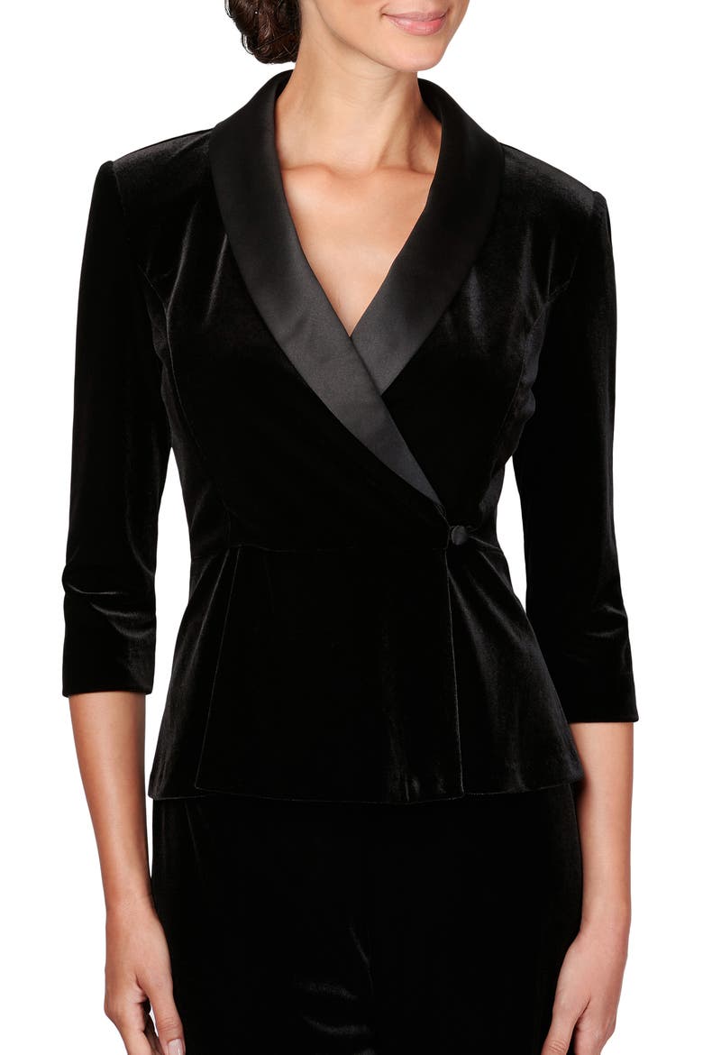 Velvet Tuxedo Top, Main, color, BLACK