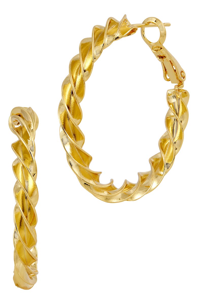 SAVVY CIE JEWELS Fusilli Twisted Spiral Hoop Earrings, Main, color, Gold