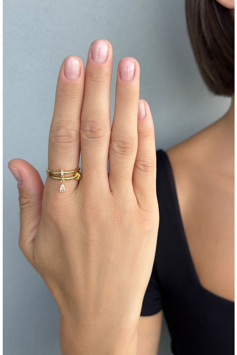 14k Gold Plated Double Band Charm Ring, Alternate, color, GOLD