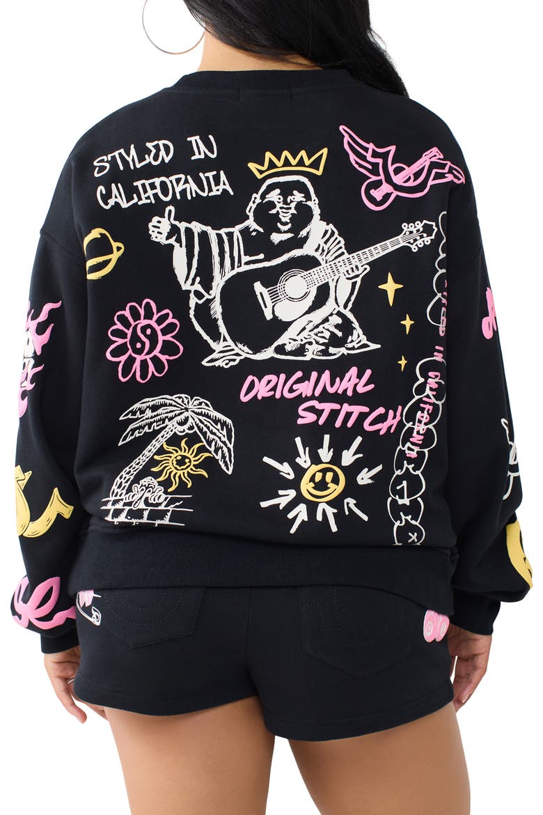 Graphic Logo Sweatshirt, Alternate, color, JET BLACK