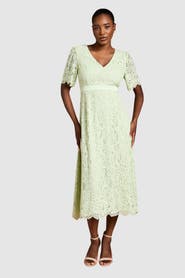 Coast Scallop Hem V-Neck Lace Midi Dress