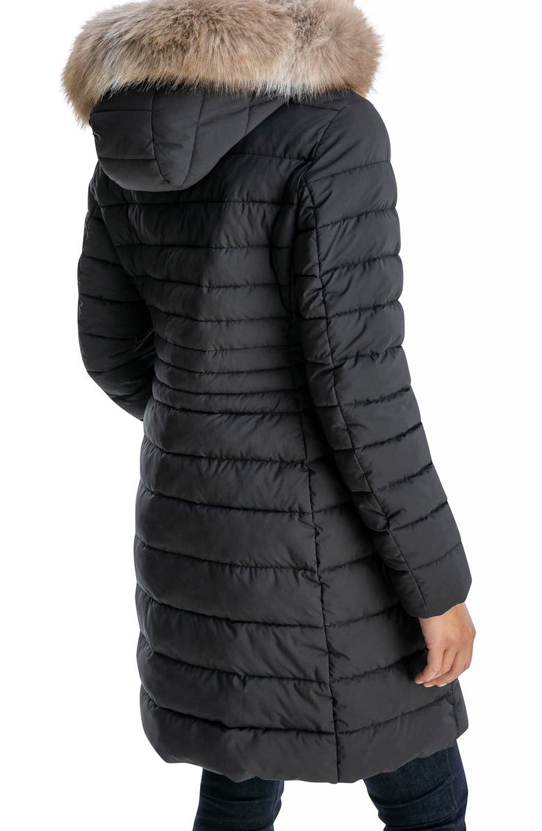 Michael Kors Faux Fur Trim Quilted Puffer Jacket, Alternate, color, 