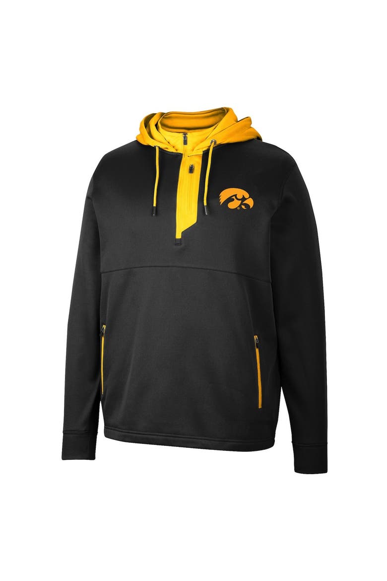 Men's Colosseum Black Iowa Hawkeyes Luge 3.0 Quarter-Zip Hoodie, Alternate, color, Black