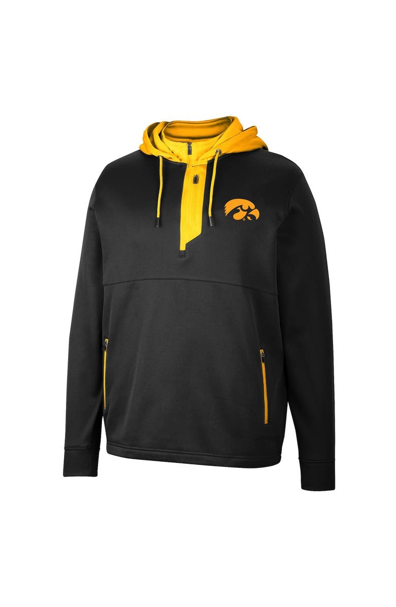 COLOSSEUM Men's Colosseum Black Iowa Hawkeyes Luge 3.0 Quarter-Zip Hoodie, Alternate, color, Black