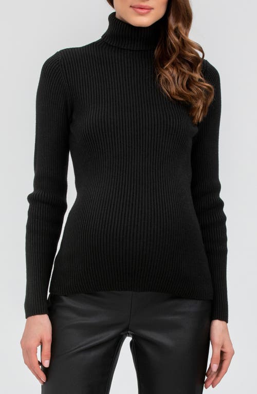 PIETRO BRUNELLI Aurora Turtleneck Rib Maternity Sweater in Black 