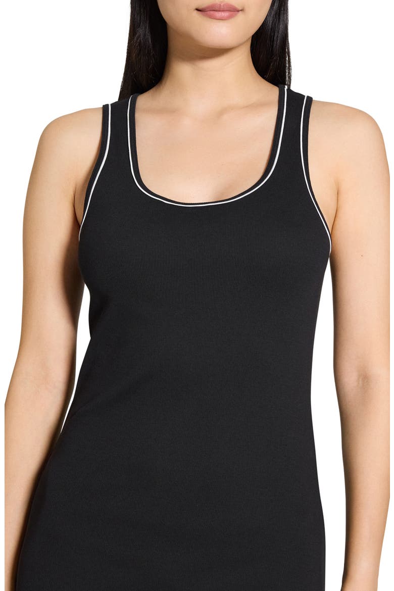 Contrast Tipped Rib Tank Dress, Alternate, color, BLACK