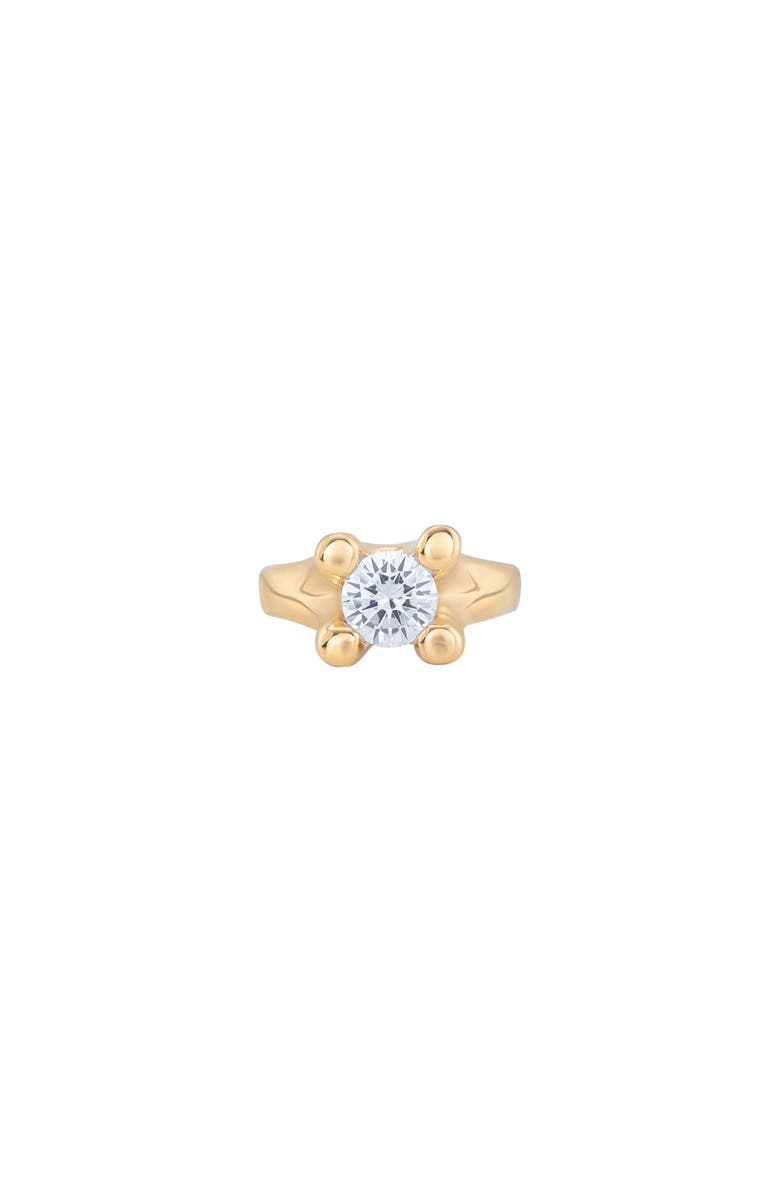 UNODE50 18K Gold-Plated Ring With White Cubic Zirconia, Alternate, color, Metallic Gold