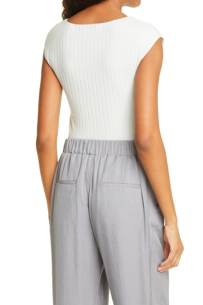 Camuto Cap Sleeve Boat Neck Ribbed Top, Alternate, color, MINT