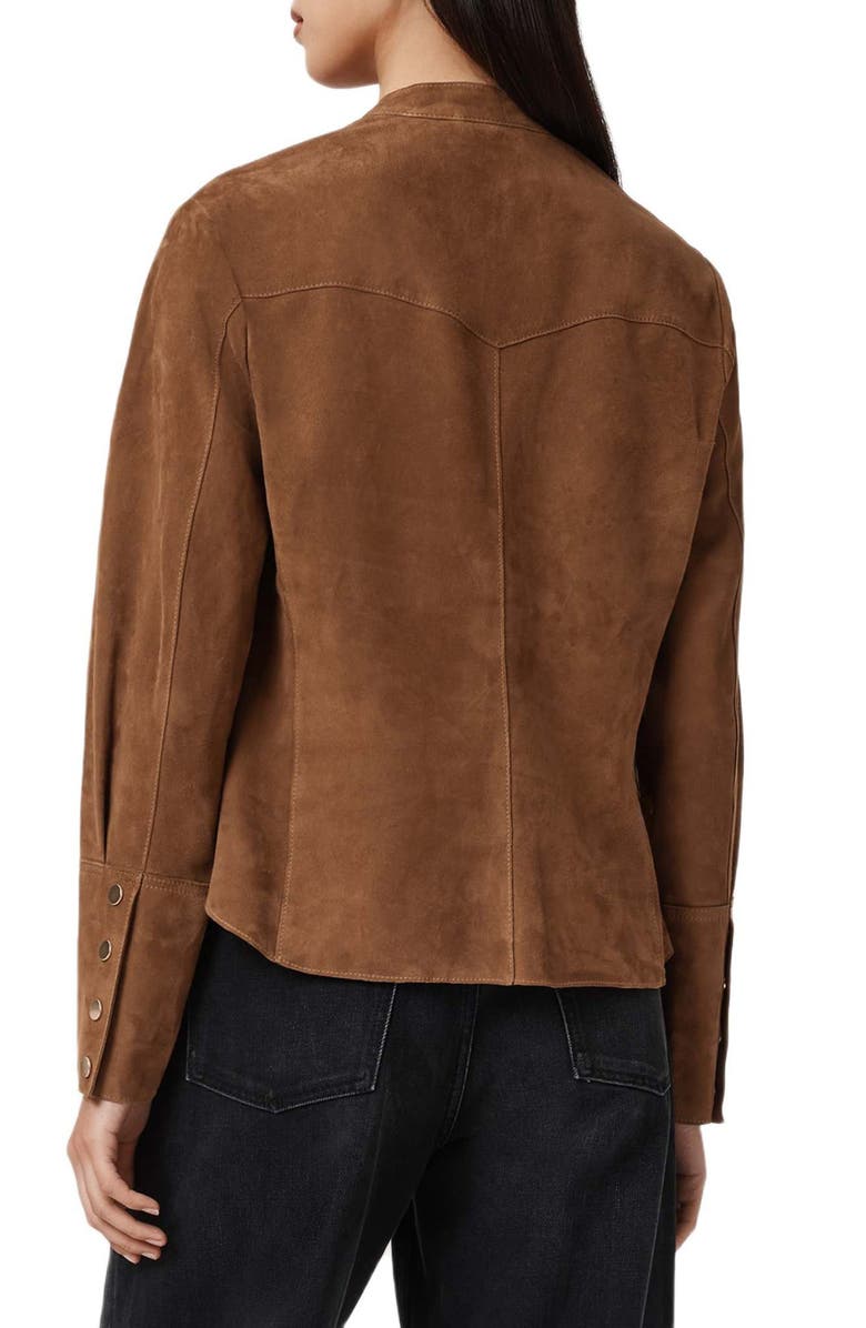 AllSaints Rock Suede Snap-Up Shirt, Alternate, color, 