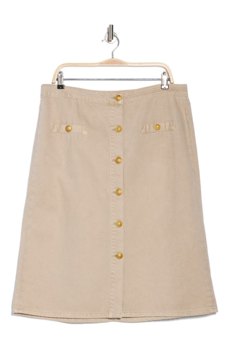 Landry Button Front Midi Skirt, Alternate, color, BISCUIT