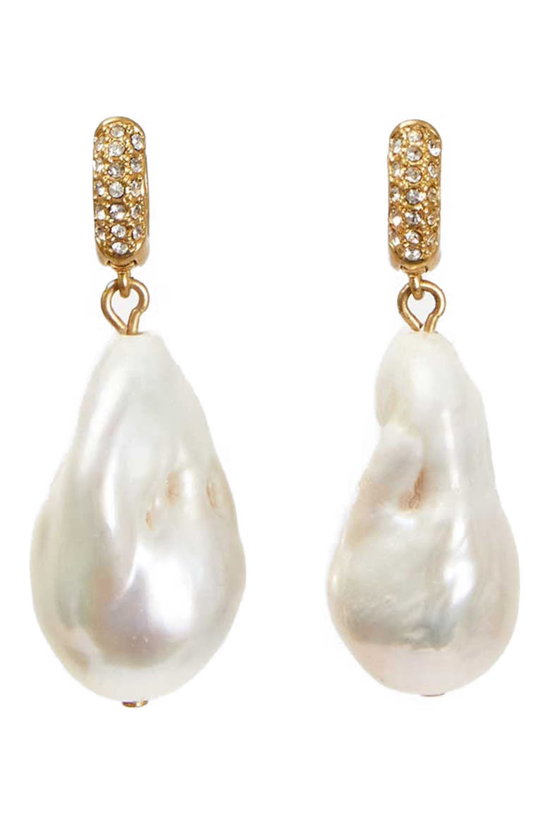 Baroque Freshwater Pearl Drop Earrings, Main, color, CREAM