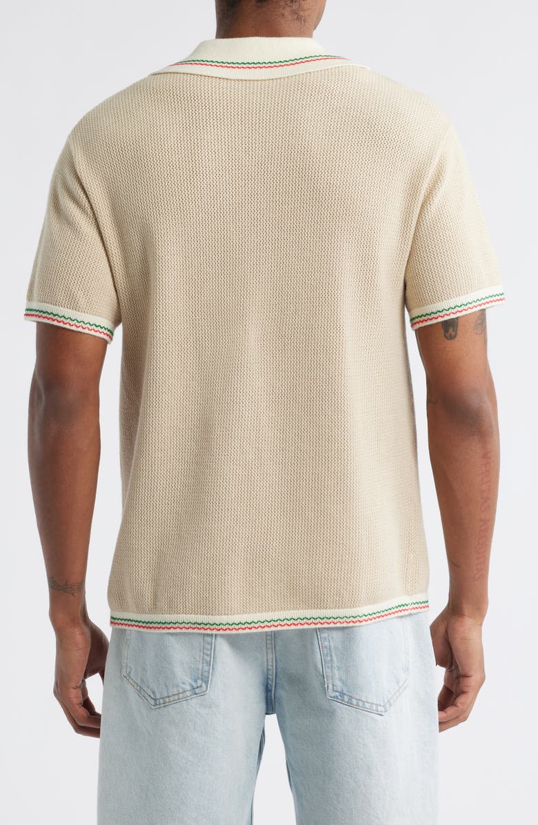 MAVRANS Ciao Open Stitch Johnny Collar Sweater, Alternate, color, Grey