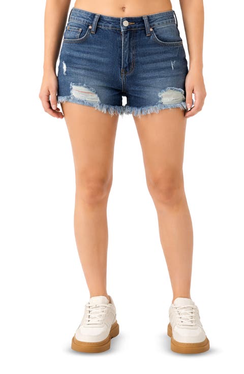 Destroyed Hem Denim Shorts