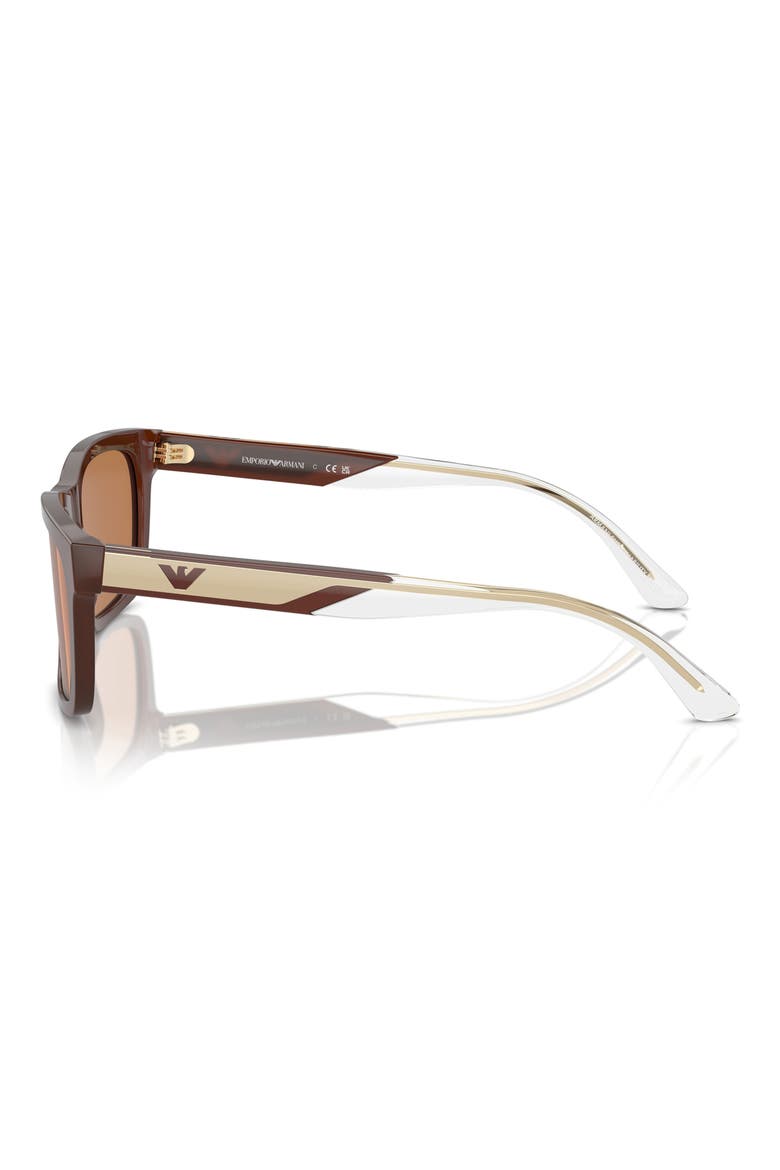 57mm Rectangular Sunglasses, Alternate, color, SHINY OPALINE BROWN / BROWN
