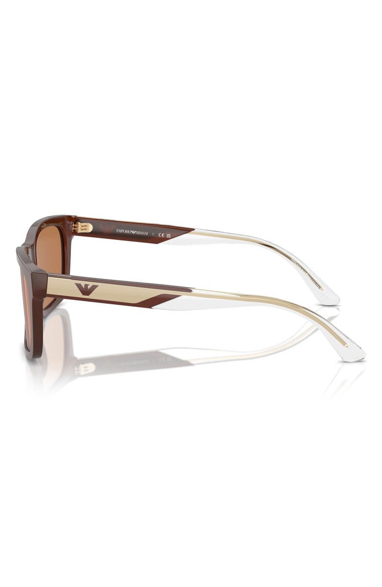 Emporio Armani 57mm Rectangular Sunglasses, Alternate, color, Shiny Opaline Brown / Brown