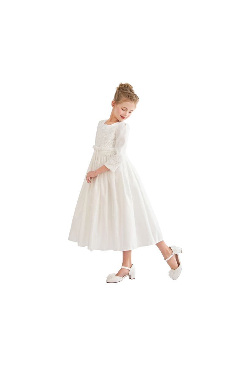 Tulleen Marindel Lace & Tulle Dress, Alternate, color, White