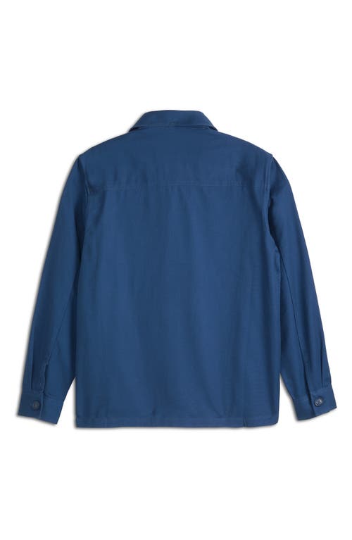 Scotch & Soda Textured Cotton Shirt Jacket In Blue
