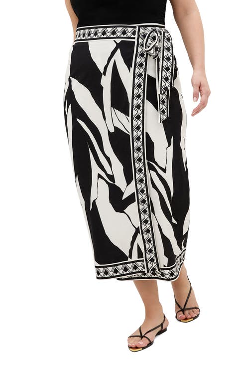 Mirage Print Wrap Maxi Skirt (Plus)