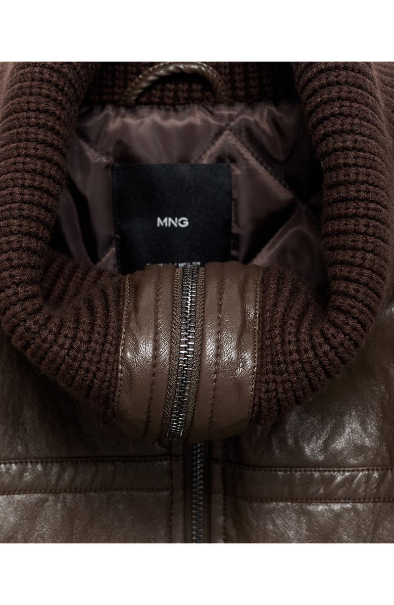 MANGO Crop Faux Leather Jacket, Alternate, color, 