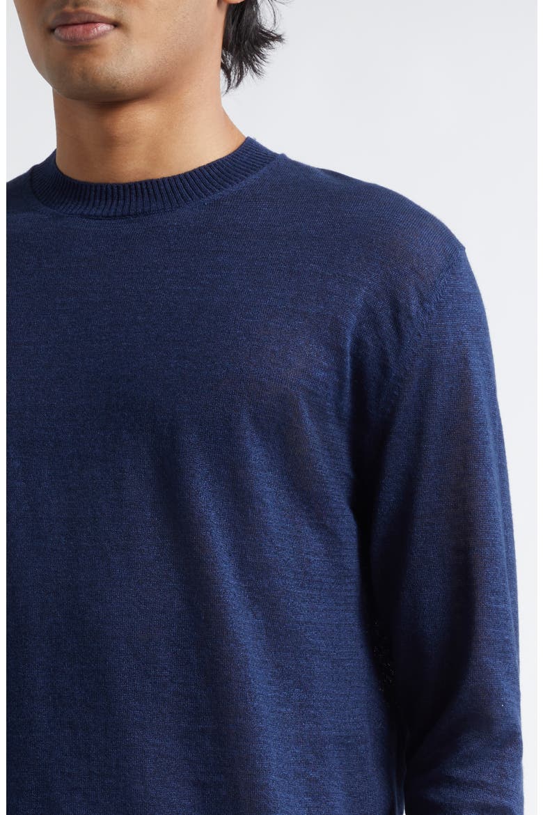 Flax & Cotton Crewneck Sweater, Alternate, color, NAVY