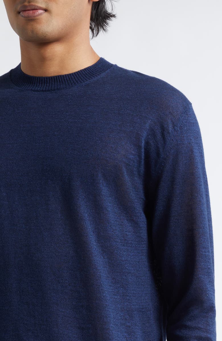J. Mueser Flax & Cotton Crewneck Sweater, Alternate, color, Navy