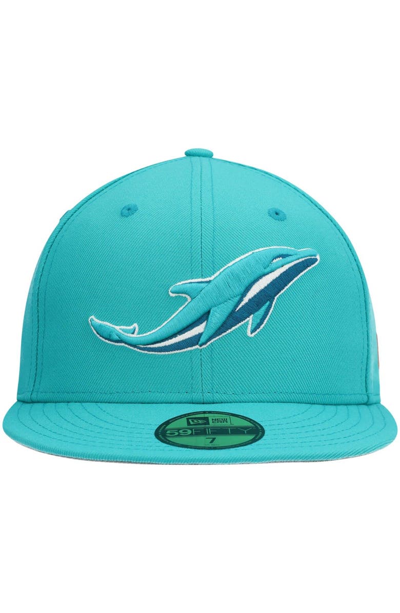 New Era Men's New Era Aqua Miami Dolphins Omaha 59FIFTY Fitted Hat, Alternate, color, Aqua