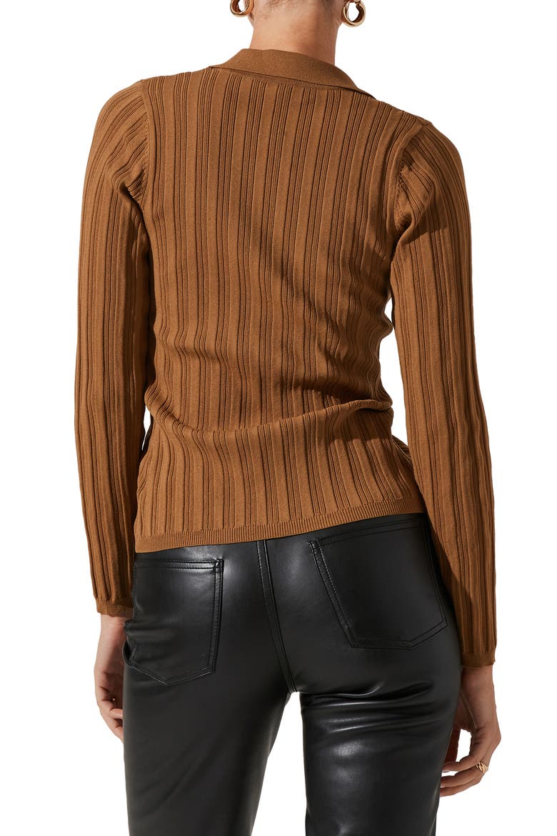Rib Collar Cardigan, Alternate, color, BROWN