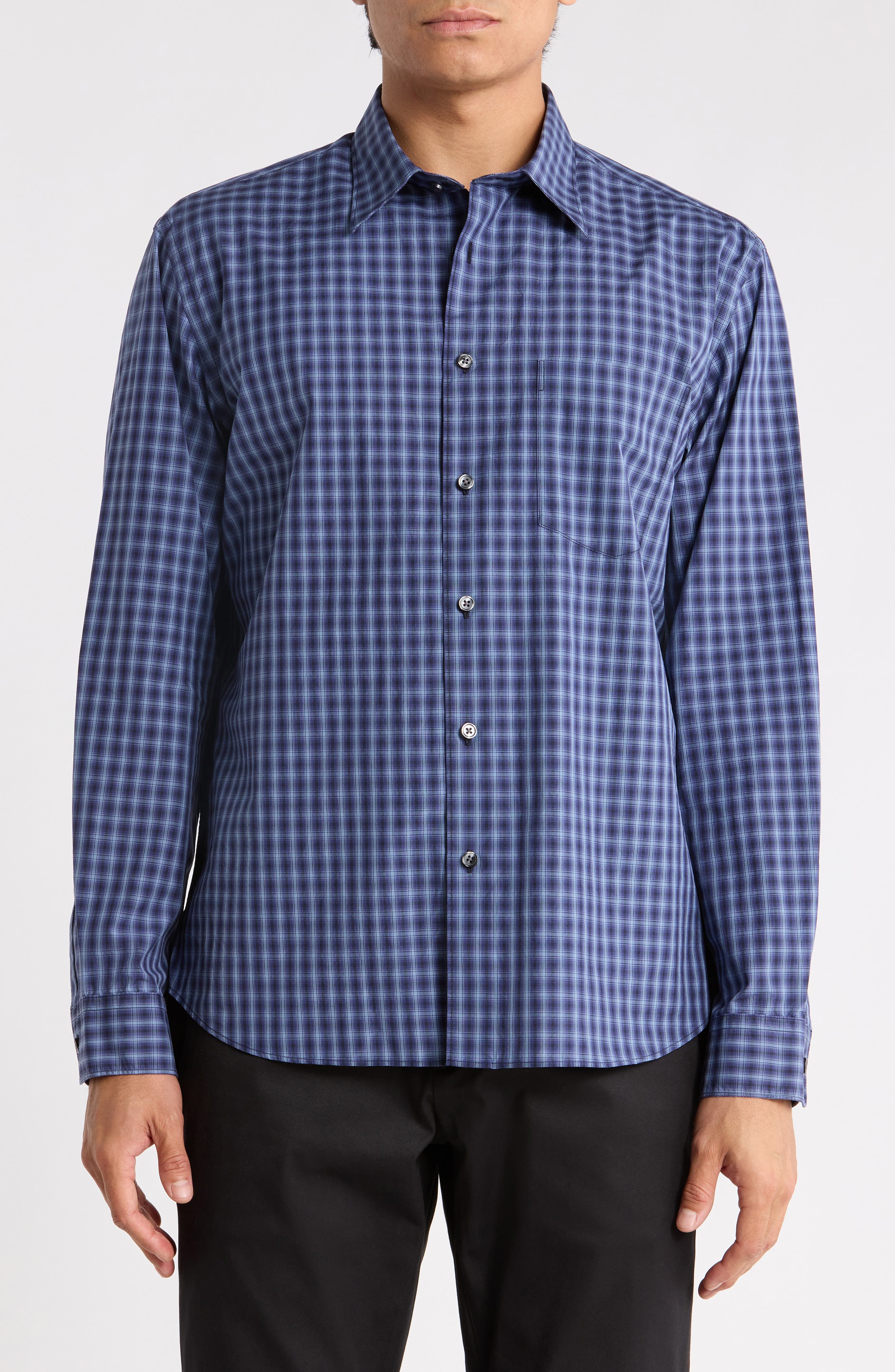 Check Cotton Button-Up Shirt