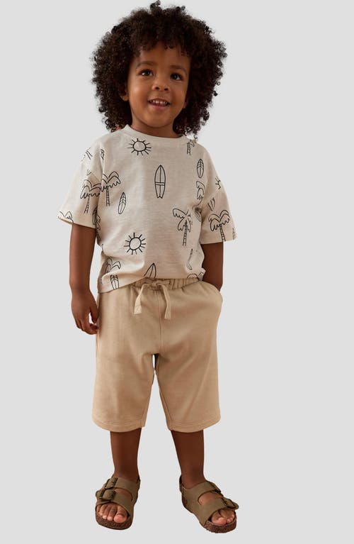 Next Kids' Cotton Jersey Drawstring Carpenter Shorts In Neutral