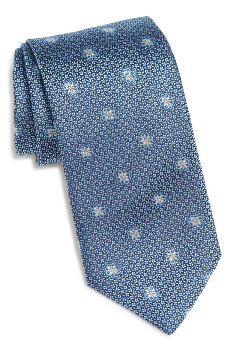 Medallion Silk Tie, Main, color, LIGHT BLUE