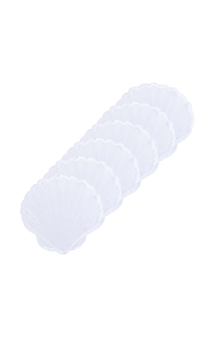 Shells Cutwork Clear Sheer Set of 6 Round Placemats 17", Main, color, Blue