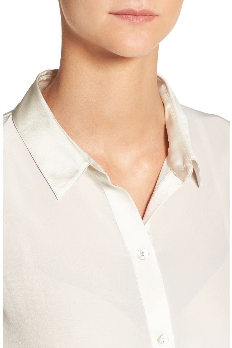 Silk Crêpe de Chine High/Low Blouse, Alternate, color, BONE