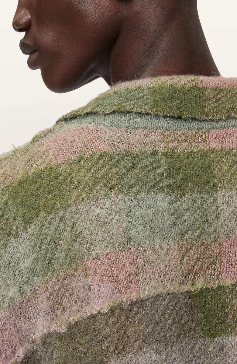 AllSaints Adler Distressed Cardigan, Alternate, color, Sunbaked Pink