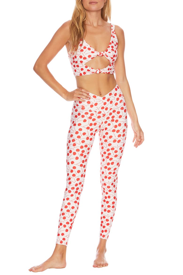 Metallic Detail Leggings, Alternate, color, CHERRY