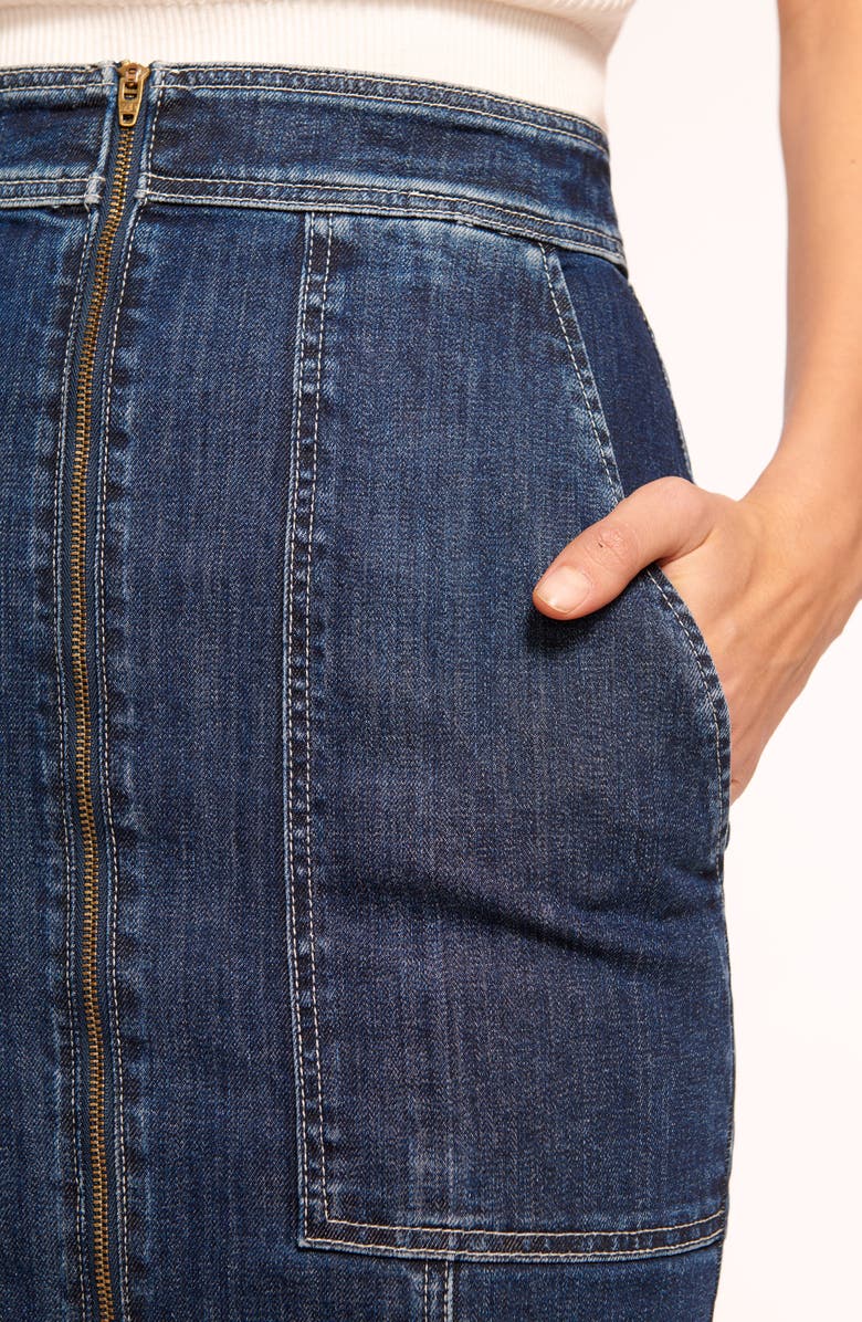 Ramy Brook Marietta Zip Denim Skirt, Alternate, color, Dark Wash