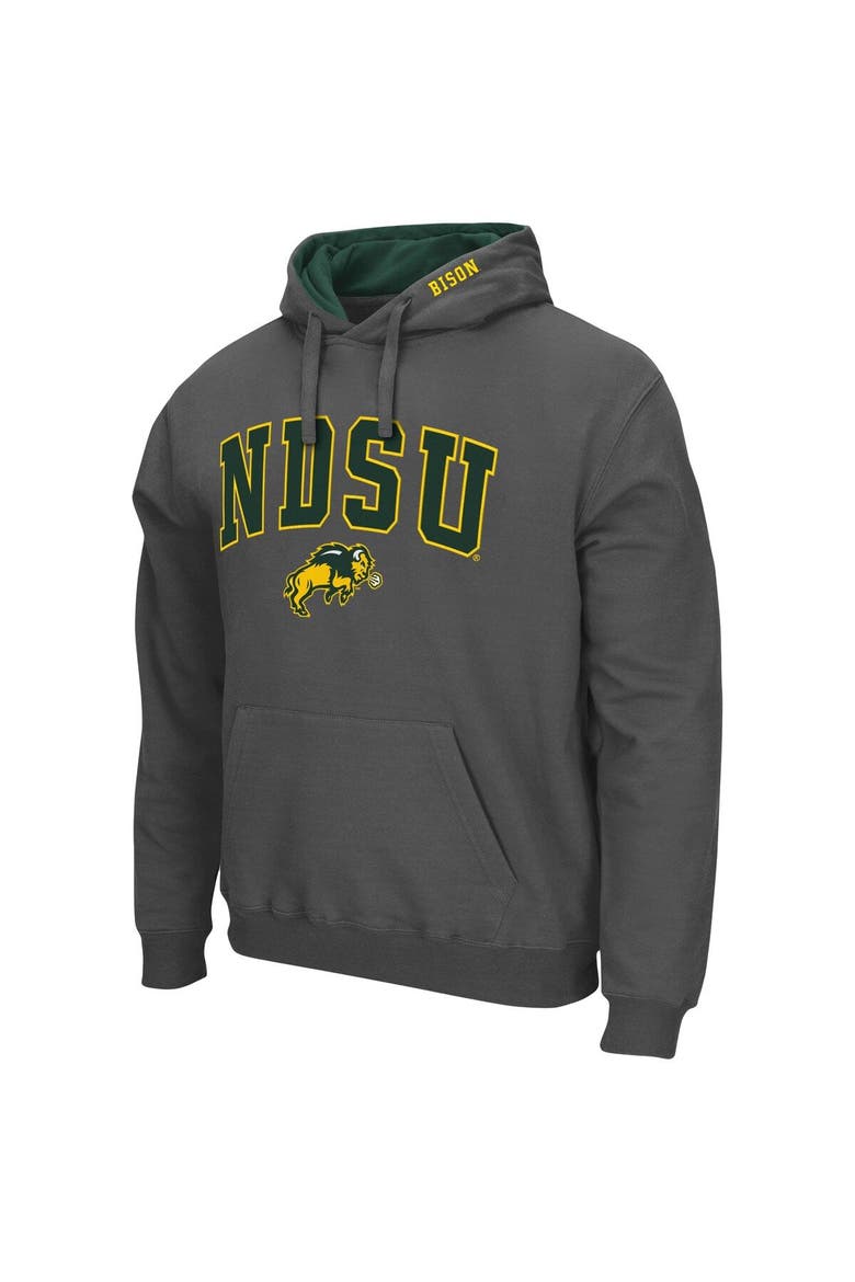 Men's Colosseum Charcoal NDSU Bison Arch and Logo Pullover Hoodie, Alternate, color, Charcoal