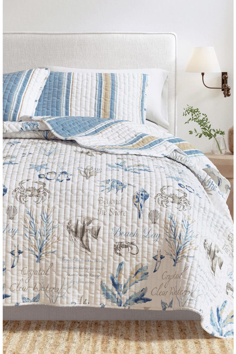 Striped Reversible Coastal Quilt Set, Alternate, color, FLAG STRIPE / OCEAN STORIES