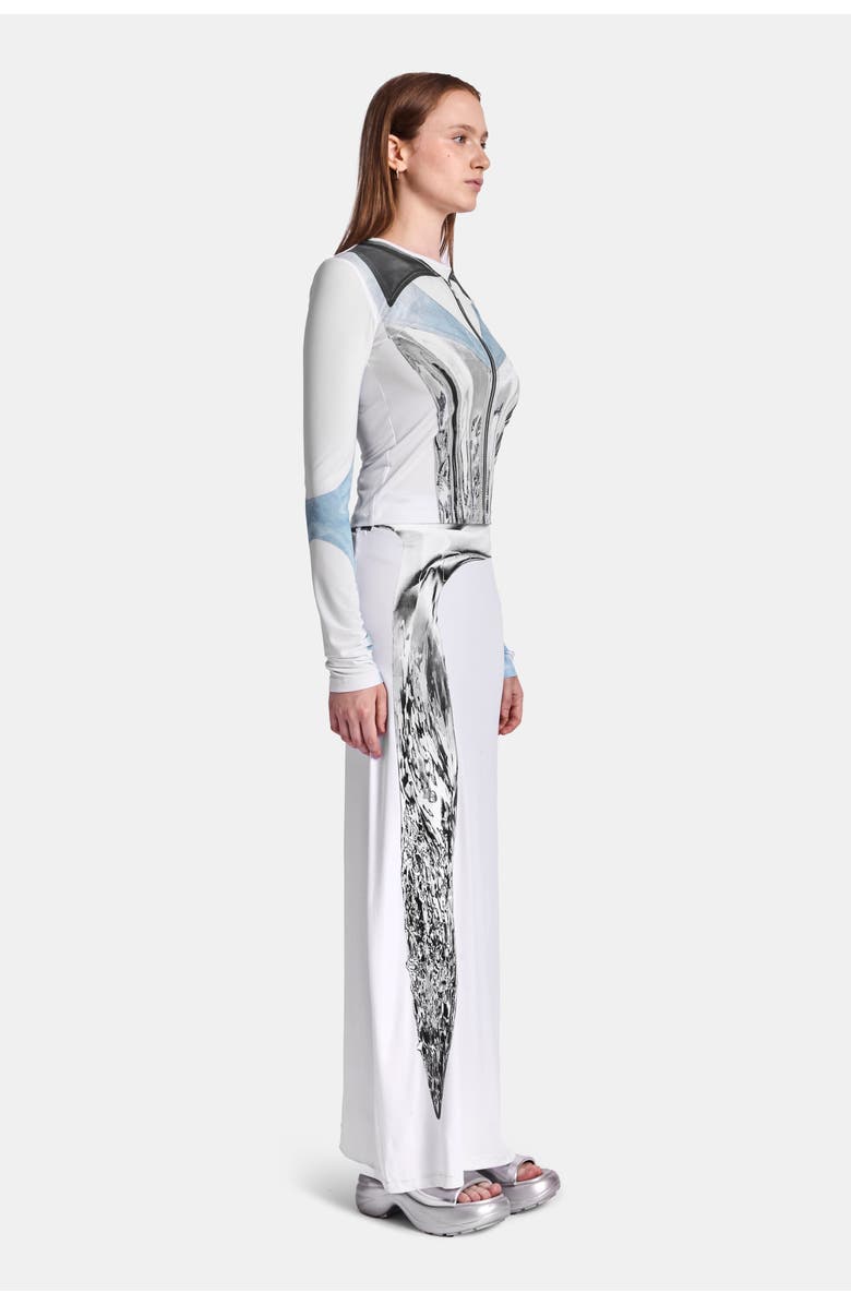 KATE BARTON Moto Jacket Illusion Print Long Sleeve Top, Alternate, color, White