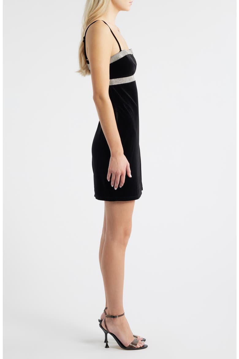 Embellished Velvet Minidress, Alternate, color, BLACK