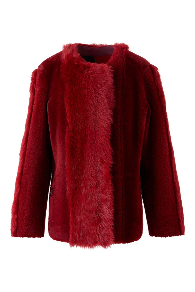 Genuine Shearling Jacket, Alternate, color, CRANBERRY