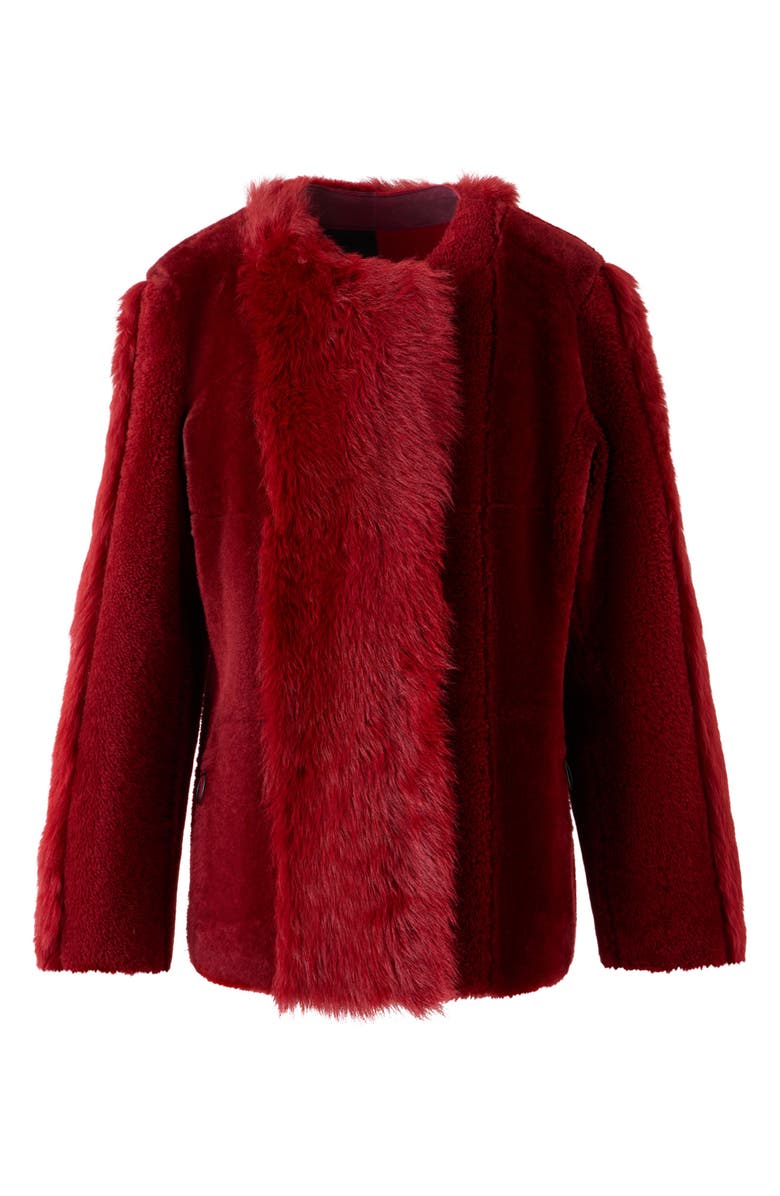 Akris punto Genuine Shearling Jacket, Alternate, color, Cranberry