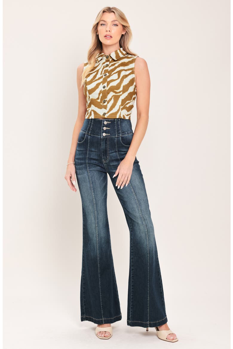 Zebra Stripe Sleeveless Twill Crop Top, Alternate, color, IVORY BROWN