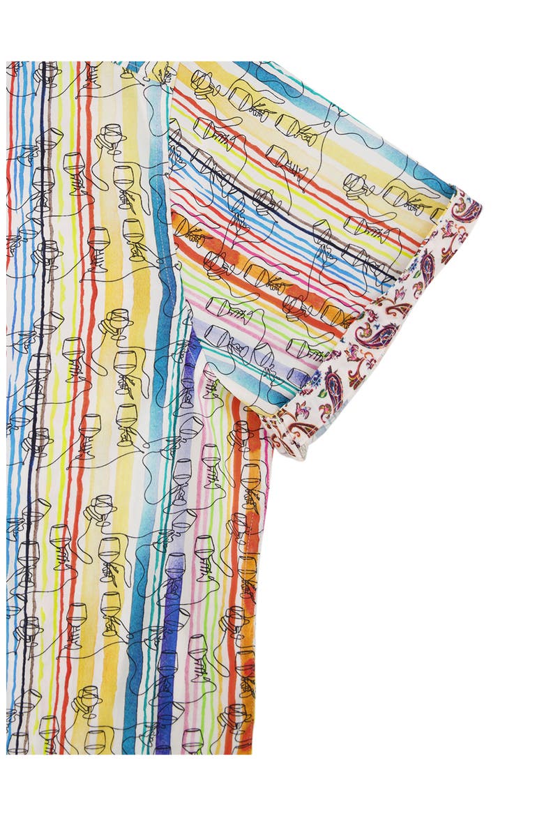 Short Sleeve Stretch Cotton Button-Up Shirt, Alternate, color, WHITE MULTI