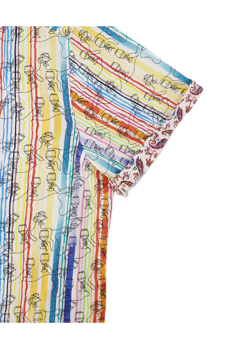 Robert Graham Short Sleeve Stretch Cotton Button-Up Shirt, Alternate, color, White Multi