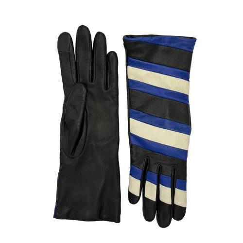 Agnelle Alexine Midlength Striped Leather Gloves In Multi