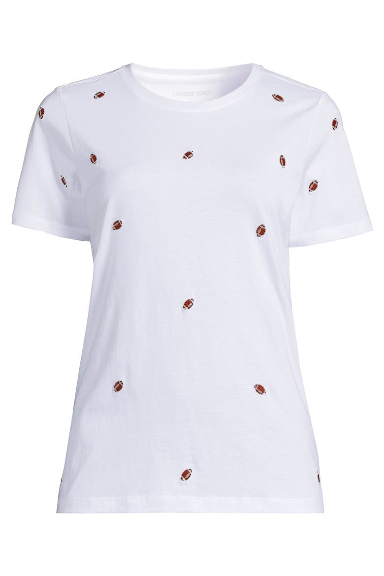 Supima Cotton Crew Neck T-Shirt, Alternate, color, Football Embroidery/White