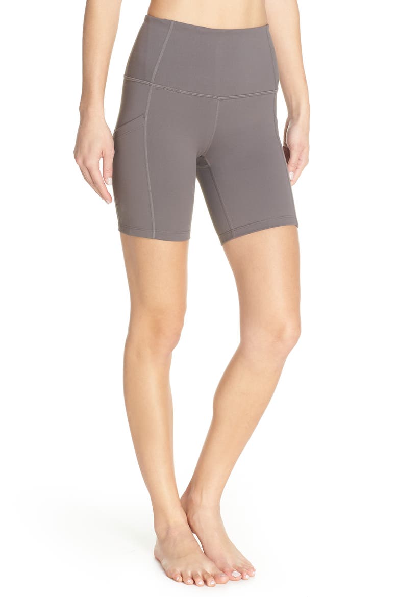 Live In High Waist Pocket Bike Shorts, Main, color, GREY KITTEN